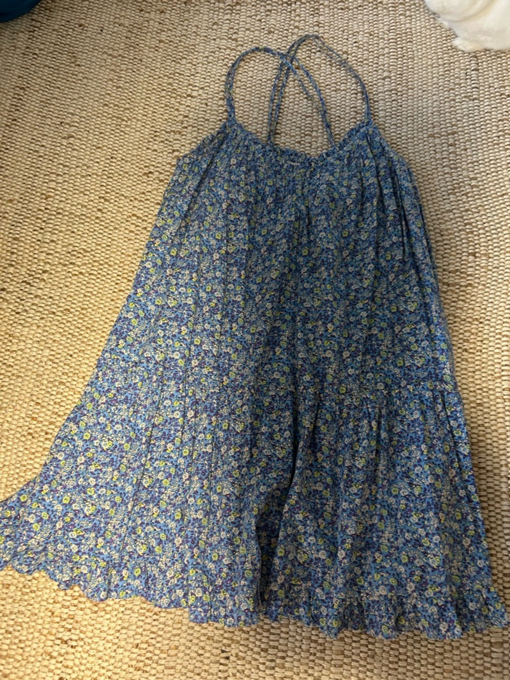 Girls' Blue Floral Spaghetti-Strap Sundress